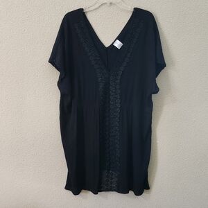 Black Gauzy V-neck Swimsuit Cover-Up Size XL